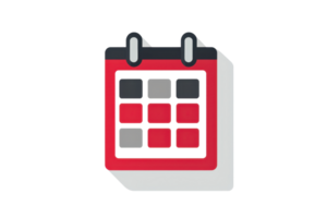 Illustration of a red calendar icon with dark and light squares, representing a concept of scheduling, planning, or organizing activities. png