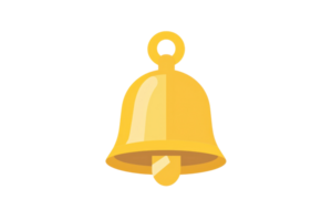 Simple illustration of a yellow bell icon, symbolizing alert, notification, or alarm, isolated on a transparent background. png