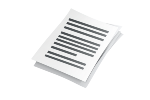 Stack of blank paper with printed lines isolated on transparent background. Perfect for business, office, and educational themes. png