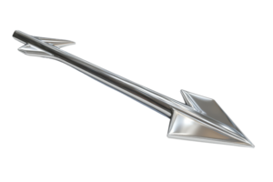 Metallic arrow with sharp point and reflective surface, isolated on transparent background. symbolizing direction, speed, and precision. png
