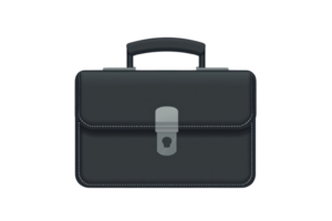 Sleek black briefcase with a secure lock, perfect for business professionals. Stylish and functional accessory for modern workplace needs. png