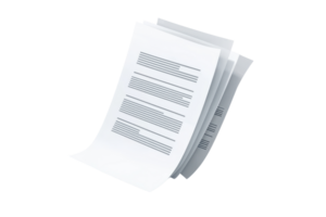 Stack of business documents on a transparent background. Perfect for illustrating paperwork, office tasks, and corporate communication concepts. png