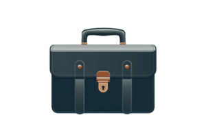 Stylish dark leather briefcase with secure lock and sturdy handle, perfect for business, travel, or everyday professional use. png