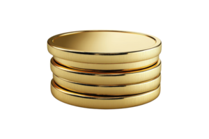 Stack of shiny gold coins isolated on transparent background. symbolizing wealth, success, and financial prosperity. png