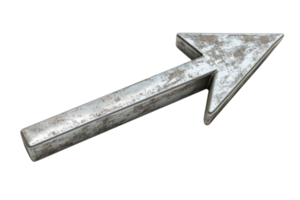 Rustic metal arrow pointing upwards, symbolizing direction and navigation. Perfect for themes of guidance, choice, and industrial design. png