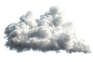 Isolated fluffy white cloud on a transparent background, perfect for design and weather projects. png