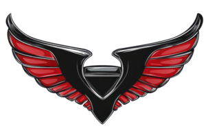 Sleek red and black winged emblem symbolizing speed and freedom, ideal for automotive branding or creative design projects. png