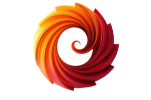 Vibrant abstract spiral with warm orange and red hues, symbolizing creativity and energy in a dynamic design suitable for artistic projects. png