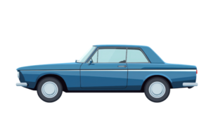 Vintage blue car illustration, capturing the essence of classic automotive design with simplistic elegance and sleek lines. png