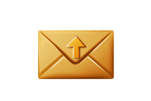 3d illustration av en gyllene e-post ikon symboliserar meddelande sändning, kommunikation, och digital samspel i en modern sammanhang. png
