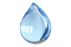 A clear and pristine water drop isolated on a transparent background. highlighting purity and freshness with a reflection of light. png