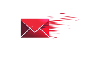 Digital red envelope icon with motion effect, symbolizing fast email communication and efficient online messaging in modern technology. png