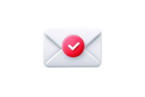 ilustração do uma branco envelope com uma vermelho marca de seleção, simbolizando bem sucedido o email Entrega ou mensagem aprovação, isolado em transparente fundo. png