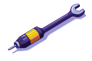 Illustration of a cartoon-style tool combining a wrench and screwdriver, showcasing creativity in design for engineering concepts. png