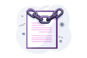 Illustration of a document chained as a symbol of data security, emphasizing protection, privacy, and encryption in digital communication. png
