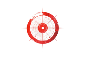 Red plastic protractor with compass-like design. Isolated on transparent background. ideal for geometry and educational concepts. png