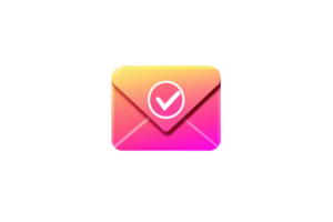 Colorful envelope icon with a checkmark symbol, representing email verification or confirmation. Ideal for digital communication concepts. png