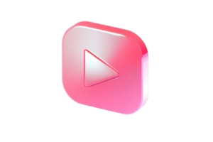 A shiny pink play button symbol isolated on a transparent background, representing multimedia, playback, and digital content creation. png