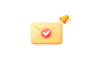 Colorful email notification icon with checkmark and bell, symbolizing alert and communication in digital correspondence. png