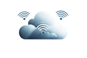 Cloud icon with WiFi symbols represents wireless connectivity and cloud computing technology, ideal for tech and network concepts. png