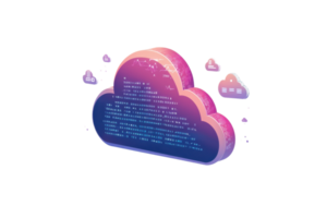 Digital cloud symbol with code, representing online data storage and connectivity. Perfect for technology and innovation concepts. png