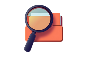 Colorful folder with magnifying glass icon, symbolizing file search and investigation. Perfect for digital organization concepts. png