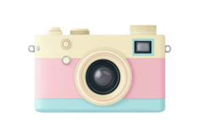 Colorful vintage camera with pastel hues, perfect for capturing memories and adding a retro feel to your photography collection. png