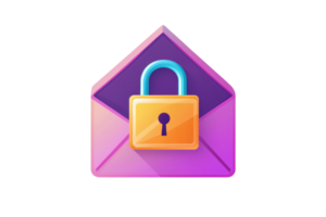 Graphic of an encrypted email symbol with a lock, representing digital security, privacy, and technology innovation. png