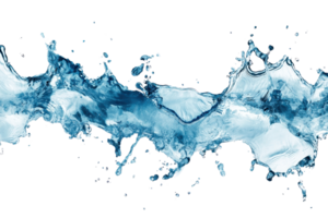 Dynamic water splash isolated on transparent background. High-speed liquid motion captured in a detailed and vibrant image. png