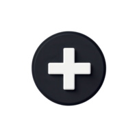 Minimalist black and white plus sign icon on dark background, symbolizing positivity and addition in a modern design style. png