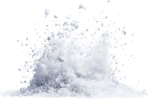 Dynamic white powder explosion on a transparent background. creating a dramatic cloud effect, perfect for creative and artistic projects. png