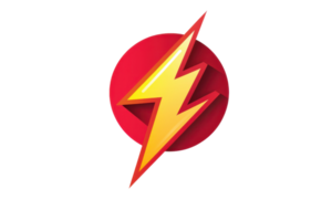 Vibrant lightning bolt logo on a red circle, symbolizing energy, speed, and power. Perfect icon for branding and dynamic graphic designs. png
