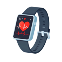 Smartwatch displaying a heart rate monitor, showcasing health tracking features in a sleek design. Ideal for fitness and technology enthusiasts. png