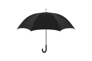 Elegant black umbrella on a transparent background. perfect for protection against rain and sun. Simple and stylish accessory for all weather conditions. png