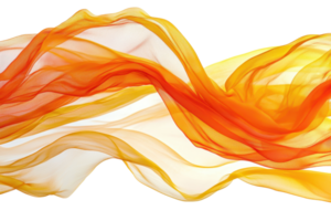 Dynamic abstract orange and yellow flowing wave lines on transparent background. perfect for backgrounds, presentations, and designs. png