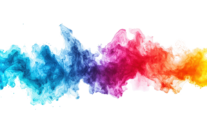 Colorful abstract smoke in rainbow hues swirling on a transparent background. creating a dynamic and vibrant visual effect. png