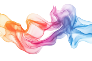 Colorful abstract smoke waves forming a dynamic flow pattern, creating a vibrant and artistic visual effect on a transparent background. png