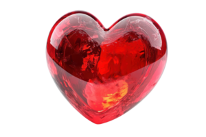 Glossy red heart sculpture with intricate internal patterns, symbolizing love, passion, and emotion. Ideal for romantic and artistic themes. png