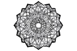 Intricate black mandala pattern design on a transparent background, perfect for use in art, design, and decoration projects. png