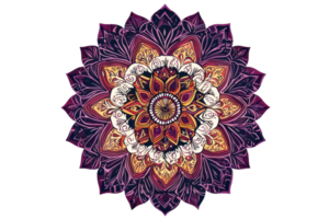 Intricate mandala design with vibrant colors, perfect for enhancing artistic projects, meditation spaces, and decorative purposes. png