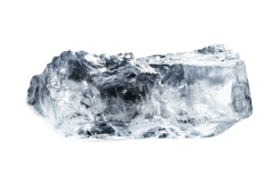 High-resolution image of a large, reflective ice block showcasing intricate, clear textures, perfect for winter-themed designs and advertisements. png