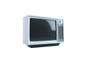 Retro CRT television set isolated on transparent background. Vintage technology, old-fashioned TV. Classic electronics for nostalgia and collectors. png