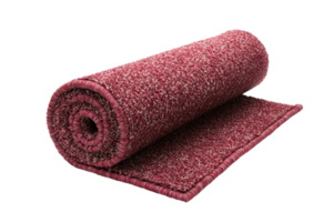 Red carpet roll isolated on transparent background. Perfect for interiors, events, and flooring projects, this vibrant carpet ensures a touch of elegance. png