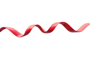 Shiny red ribbon in a curly design isolated on a transparent background. Perfect for decoration, gift wrapping, and festive occasions. png