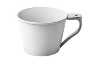 Simple white ceramic cup with handle isolated on transparent background. perfect for coffee, tea, or any hot beverage. Minimalist and elegant design. png