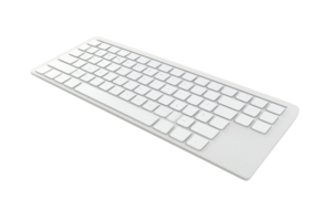 Sleek white wireless keyboard on isolated transparent background. ideal for modern office setups and tech-related projects. png