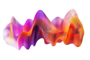Vibrant abstract art with flowing wave-like patterns in vivid colors of purple, pink, and orange, creating a dynamic and energetic visual effect. png