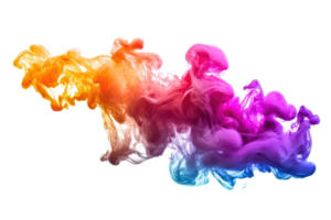 Vibrant swirl of colorful ink in water, creating a mesmerizing abstract cloud against a transparent background. Perfect for artistic and creative designs. png