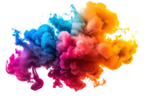Vibrant, colorful explosion of paint in motion against a transparent background. capturing dynamic abstract artistic expression. Ideal for creative projects. png