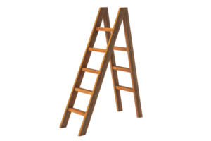 Wooden stepladder with multiple steps, ideal for home improvement, construction, and DIY projects. Isolated on a transparent background. png